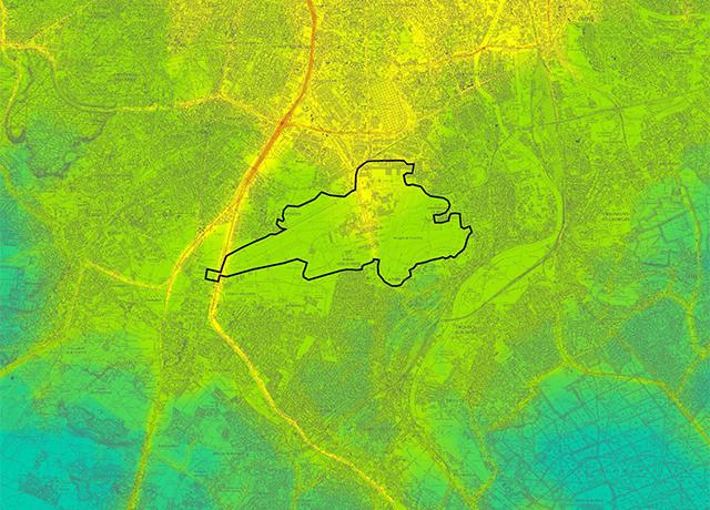 Photo de la cartographie des concentrations annuelles de dioxyde d'azote en 2020 autour de l'aéroport Paris-Orly