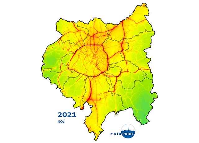 Visuel des cartes de NO2 de l'année 2021